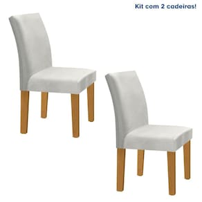 Kit 2 Cadeiras Estofadas Espanha Espresso Móveis Cinamomo/Off White/Boucle Gelo