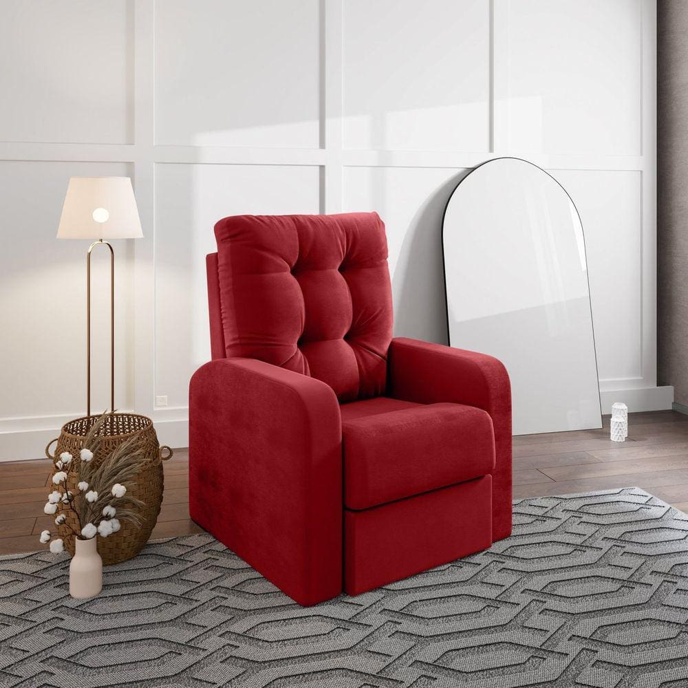 Poltrona Reclinável do Papai em Suede Vermelho