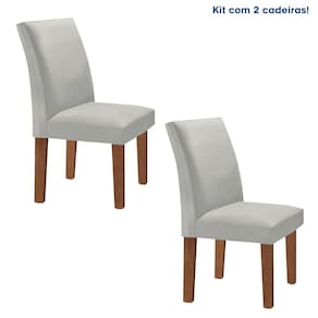 Kit 2 Cadeiras Estofadas Espanha Espresso Móveis Chocolate/Off White/Boucle Gelo
