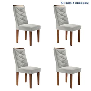 Conjunto 4 Cadeiras para Sala de Jantar Germany Espresso Móveis Chocolate/Off White/Boucle Gelo