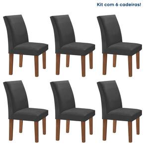 Kit 6 Cadeiras Estofadas Espanha Espresso Móveis Chocolate/Off White/Cinza