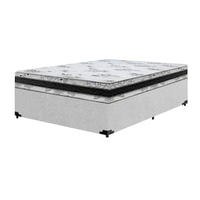 Cama Base Box Casal Super Confort Suede Cinza + Colchão Casal Super Confort D33 24x138x188