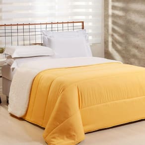 Edredom Queen Coberdrom Flupy Percal-sherpa 1 Peça Amarelo