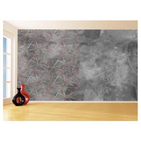 Papel De Parede 3D Concreto Linhas Dourado Rose 3,5M Kkt251