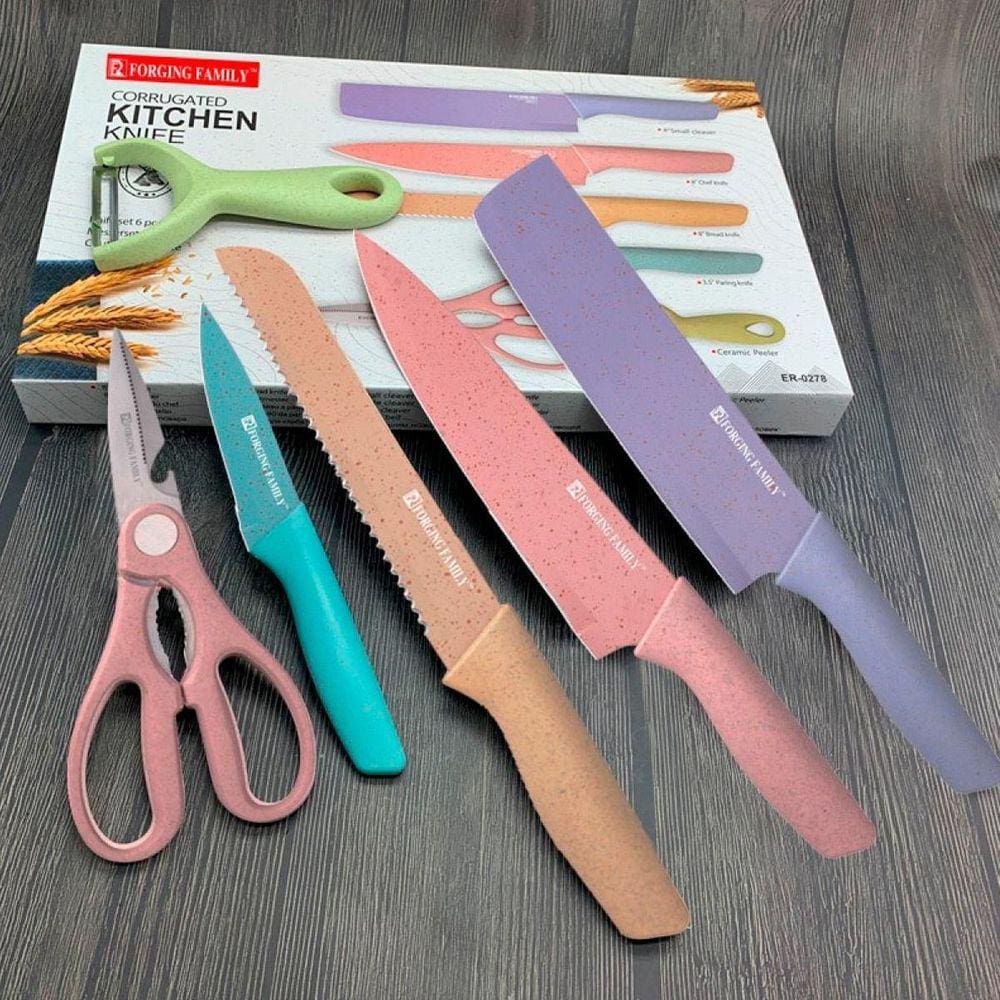 Conjunto Facas Inox Coloridas 6 Pç