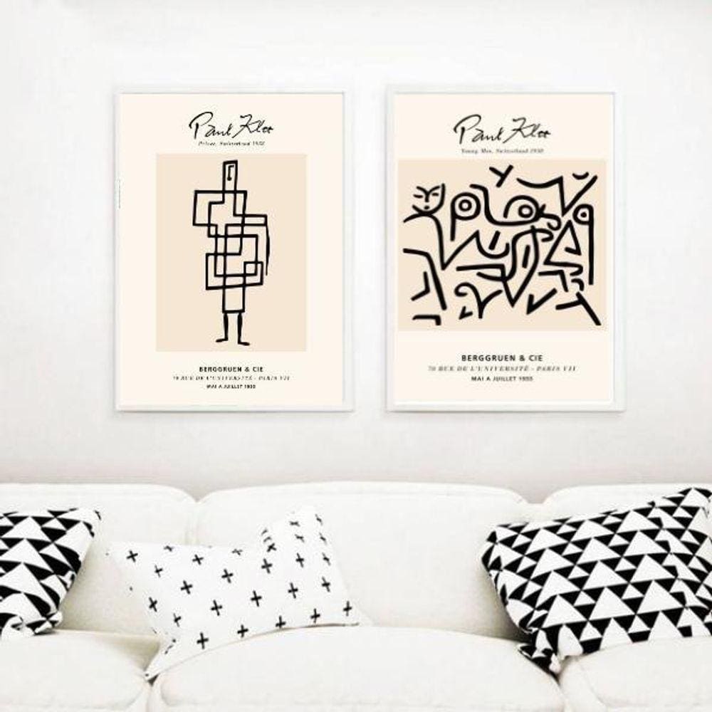 Kit 2 Quadros Arte Minimalista Paul Klee 33X24Cm