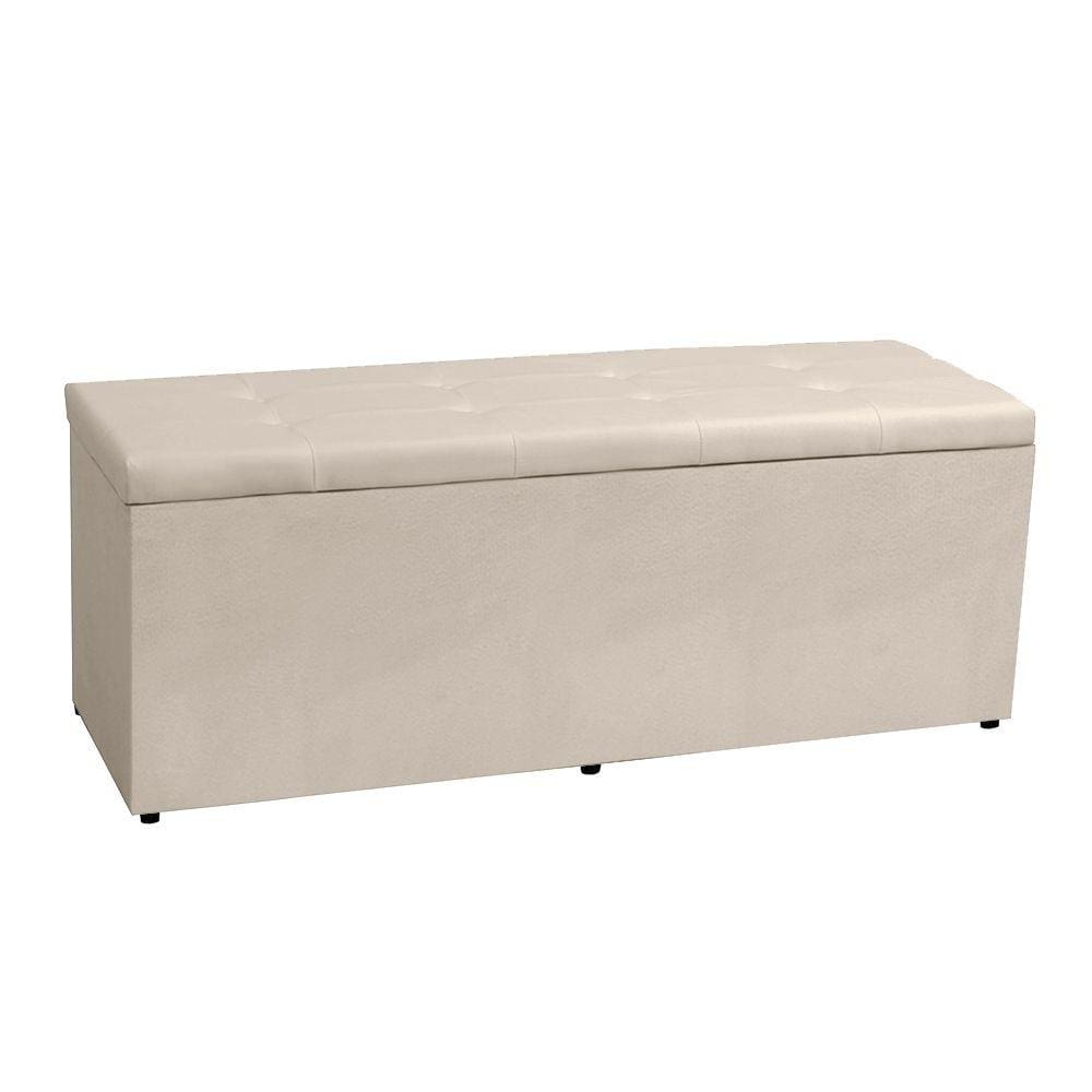 Calçadeira Recamier Baú Queen 1,60m Berlim Suede Bege - Pallazio