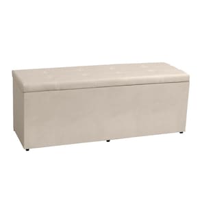 Calçadeira Recamier Baú King 1,95m Berlim Suede Bege - Pallazio