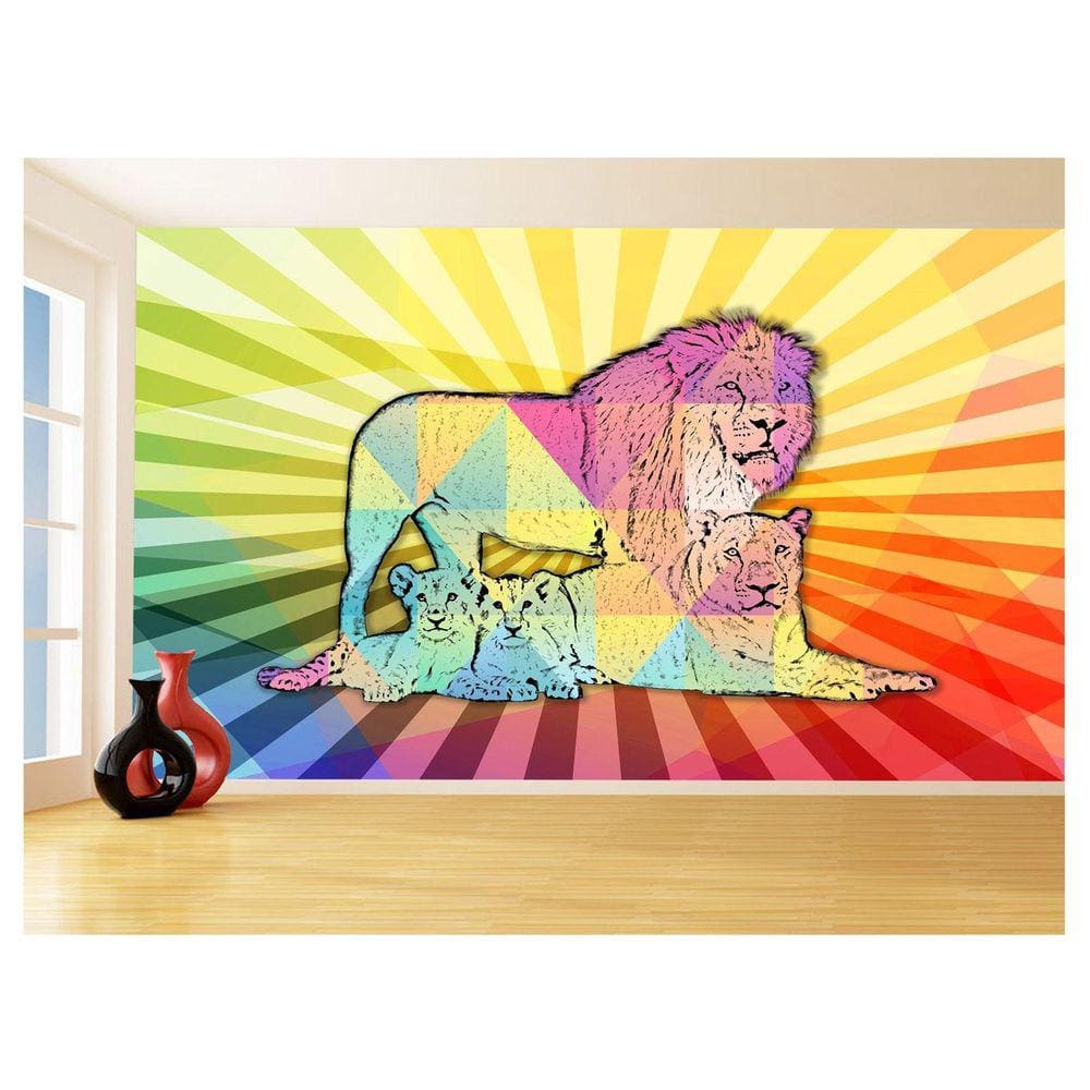 Papel De Parede Animais Pop Art Familia Leões 3,5M Pxa404