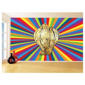 Papel De Parede 3D Animais Pop Art Rinoceronte 3,5M Pxa506