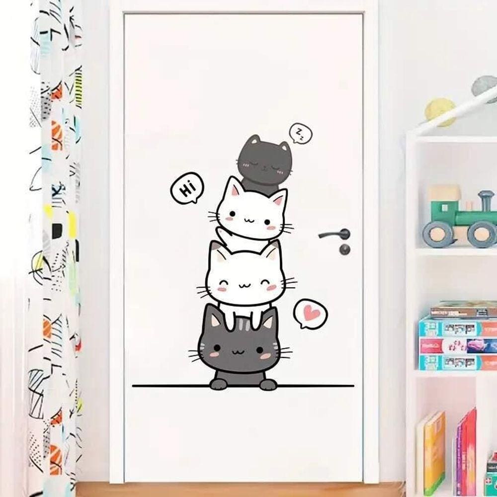 Adesivo Para Porta Gatinhos Mod01