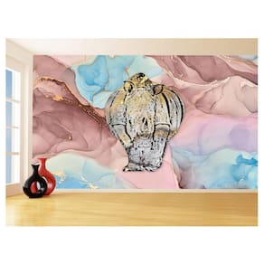Papel De Parede 3D Animais Pop Art Rinoceronte 3,5M Pxa488