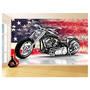 Papel De Parede 3D Moto Custom Chopper Viagem 3,5M Bkm112
