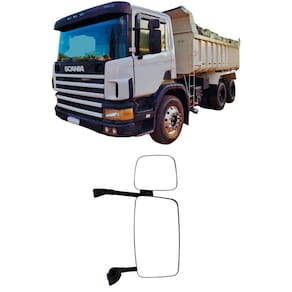 Espelho Retrovisor Plano Externo C/ Auxiliar Completo C/ Desembaçador Caminhão Sc S4 L/D