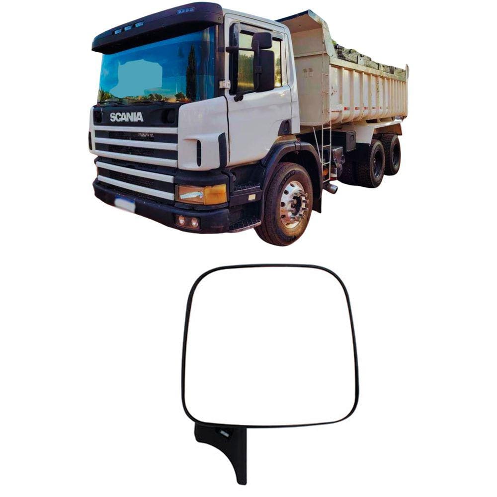 Espelho Retrovisor Plano Externo Auxiliar C/ Desembaçador Caminhão Sc S4 L/D