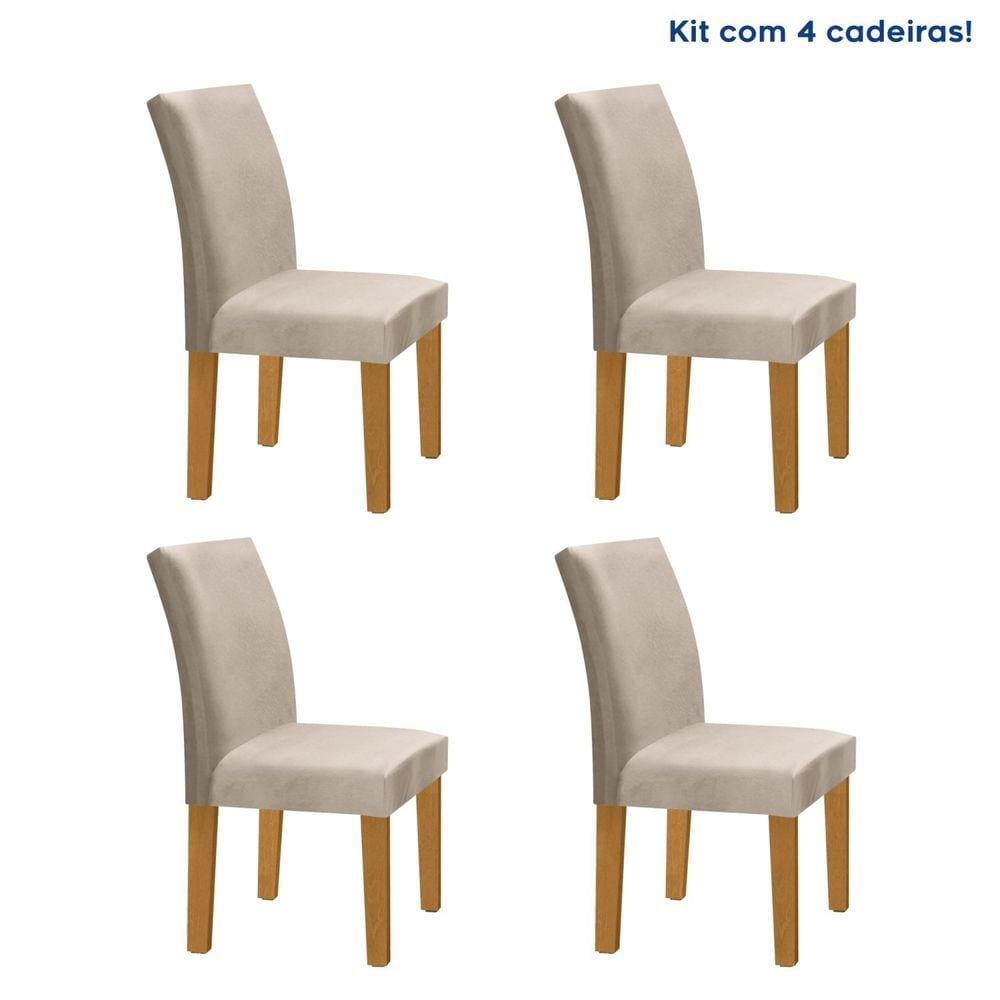 Kit 4 Cadeiras Estofadas Espanha Espresso Móveis Cinamomo/Off White/Bege