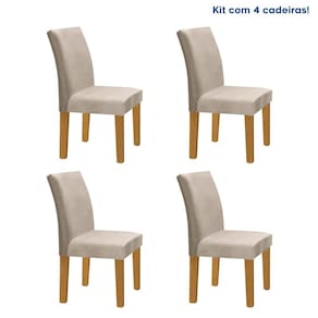 Kit 4 Cadeiras Estofadas Espanha Espresso Móveis Cinamomo/Off White/Bege