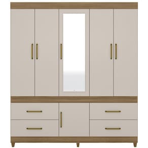 Guarda Roupa Casal 06 Portas Com Espelho 64720 Amendola Off White Demobile