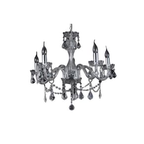 Lustre Pendente Harmonia Cristal 5 Braços Para Led 64 Cm