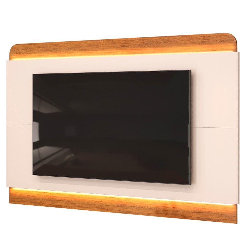 Painel Para TV Suspenso 75 Pol 219cm Com LED Collie D04 Off White/Freijó - Mpozenato