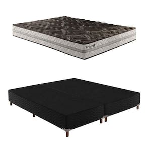 Box Queen Íris 42x158x198cmcom Colchão Queen Unique D33 Plus Duoface 20x158x198cm Preto Elegancy