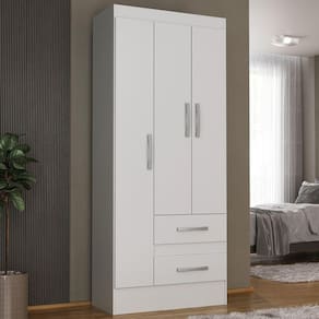 Guarda-Roupa de Solteiro 3 Portas 2 Gaveta Prime Branco