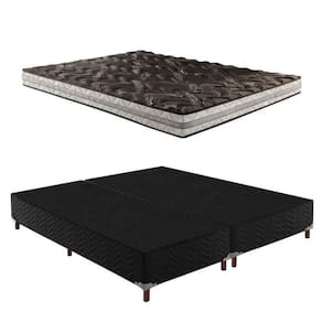 Box Queen Íris 42x158x198cmcom Colchão Queen Unique D33 Plus Duoface 14x158x198cm Preto Elegancy