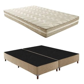 Box Queen Florença 42x158x198cmcom Colchão Queen Unique D33 Plus Duoface 25x158x198cm Rustico Bege