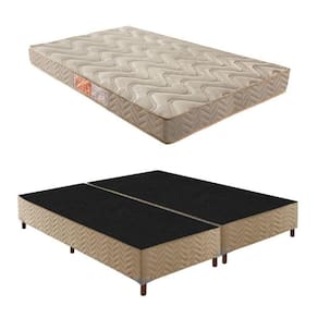 Box Queen Florença 42x158x198cmcom Colchão Queen Unique D33 Duoface 18x158x198cm Rustico Bege