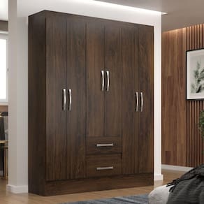 Guarda-Roupa Asia Casal 6 Portas 2 Gavetas Cor Cacau