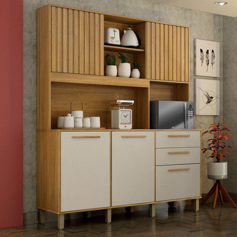 Armário de Cozinha Diamante 5 Portas 2 Gavetas Cinamomo/Off White - Valdemóveis