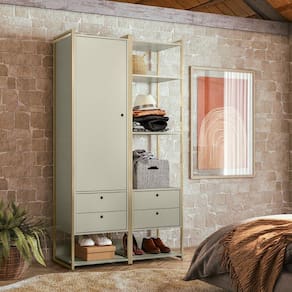 Closet Industrial Olivar 1 Porta 4 Gavetas Off White - Olivar Móveis