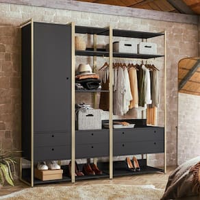 Closet Industrial Olivar 1 Porta 6 Gavetas Preto - Olivar Móveis