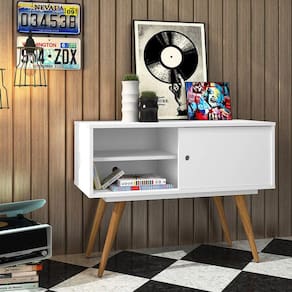Bancada Retro 60 1 Porta 1 Prateleira Branco - Olivar Móveis