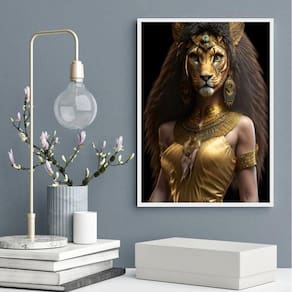 Quadro Deusa Egípcia Sekhmet 45X34Cm