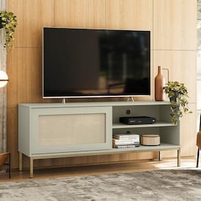 Rack Palha Buriti Até 55 Polegadas 2 Nichos Off White - Olivar Móveis