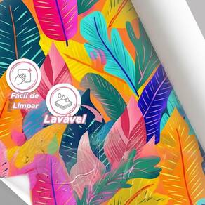 Papel De Parede Painel 3D Folha Bananeira Colorida 1,5M