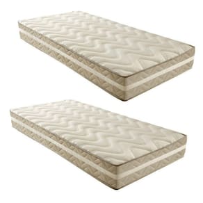 Kit com 2 Colchões Solteiro Quality Plus Duoface 20x88x188cm Rustico Bege