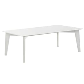 Mesa de Jantar Lisboa Univ 140 cm Tampo de Madeira Vidro Colado Laca Cinza Claro Off White Brilhante