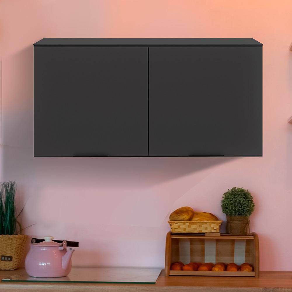 Armário De Parede 120cm Aéreo Grafite Merey Shop Jm - Cinza