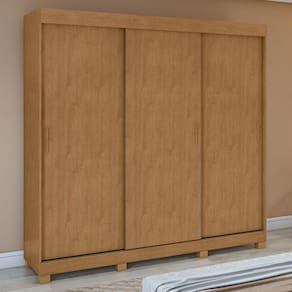 Guarda-Roupa Casal Saion Plus 3 Portas 3 Gavetas Flex Amêndoa Clean/Off White - Móveis Lopas