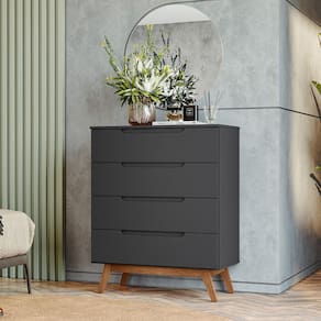 Cômoda Infantil Retrô com 4 Gavetas Alpi - Preto