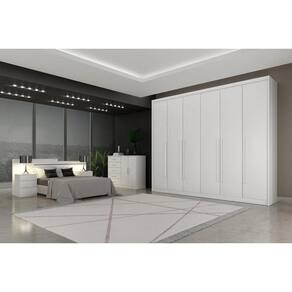 Guarda Roupa Casal 6 Portas 8 Gavetas - Coimbra-Branco - Móveis Novo Horizonte