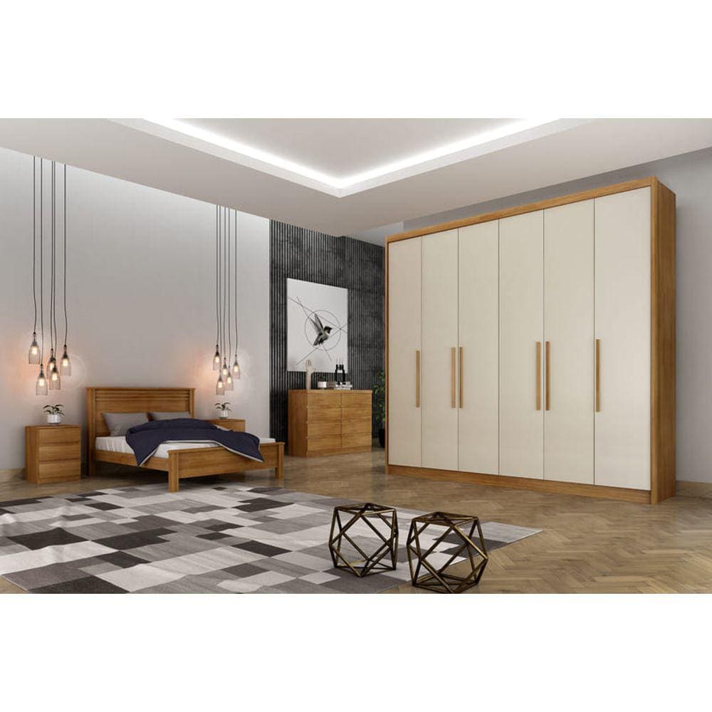 Guarda Roupa Casal 6 Portas 8 Gavetas - Santoro-Cumaru/Fendi - Móveis Novo Horizonte