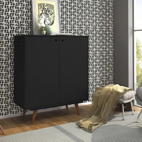 Sapateira Retro 50 2 Portas 10 Prateleiras Preto - Olivar Móveis