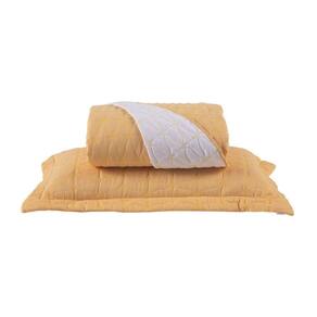Cobre Leito Solteiro Cristal Percal 200 Fios Bordado 2 Peças Amarelo