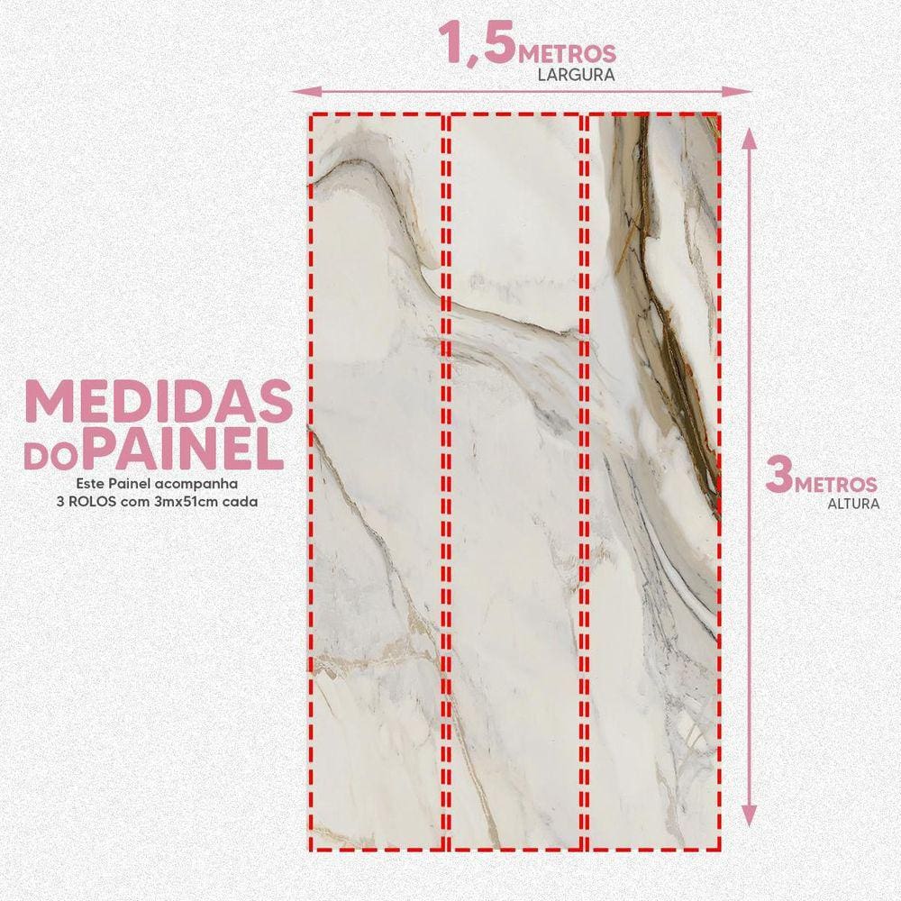 Papel De Parede Painel 3D Mármore Calacata Polido Viníl 1,5M