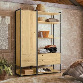Closet Industrial Olivar Conjunto 1 Porta 4 Gavetas Pinus - Olivar Móveis
