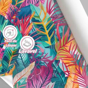 Papel De Parede Painel 3D Folhas Figueira Colorida 4M