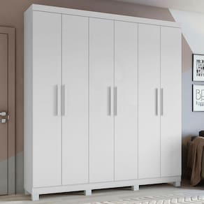 Guarda-Roupa Casal Jazz 6 Portas 3 Gavetas 73939.58 Branco - Móveis Lopas